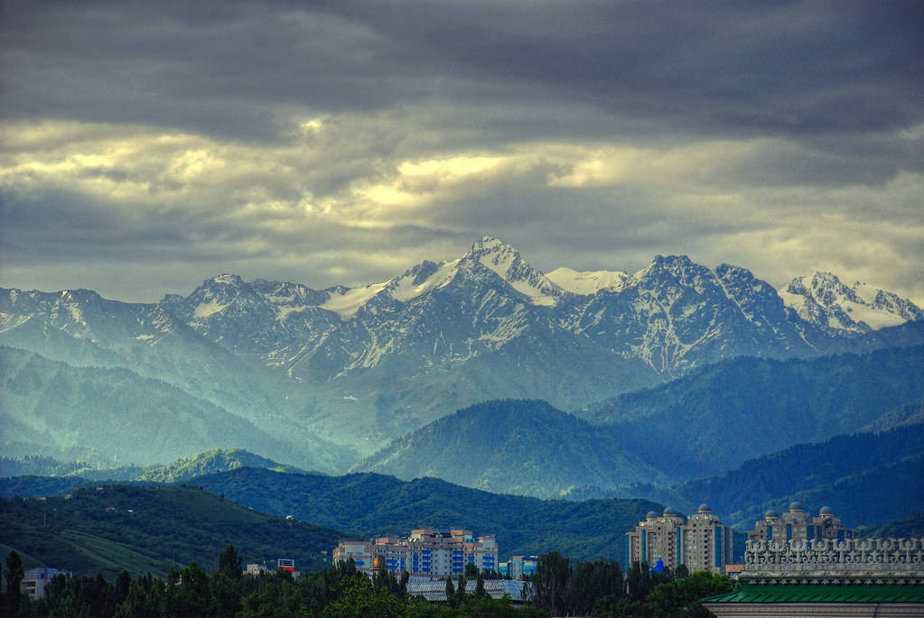 Majestic Icy Mountains Of Almaty Wallpaper