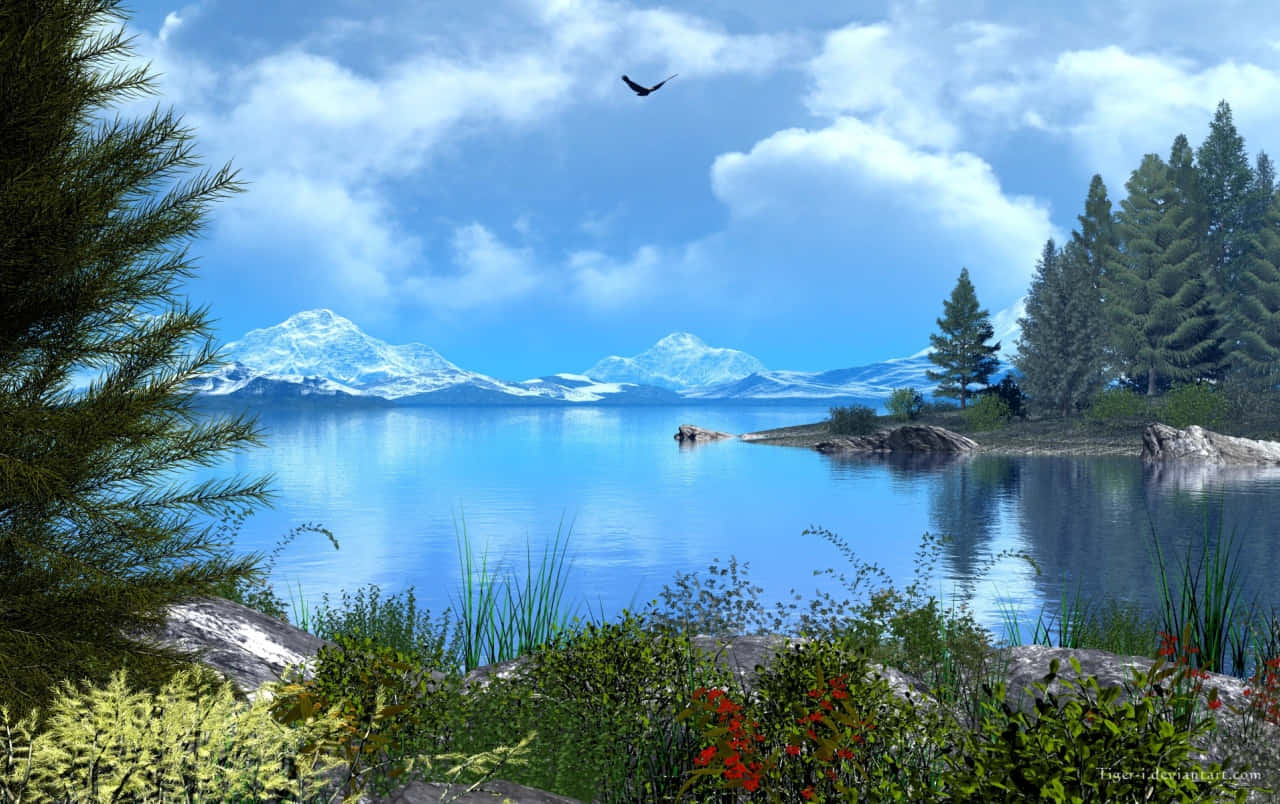 Majestic Lake View Wallpaper