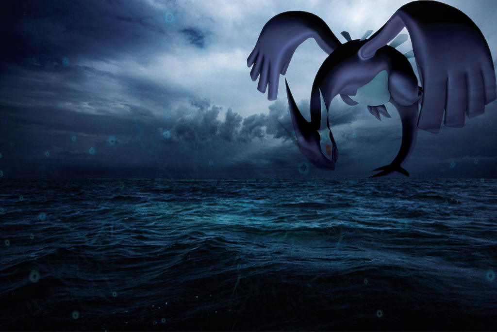 Majestic Lugia Soaring Through The Clouds