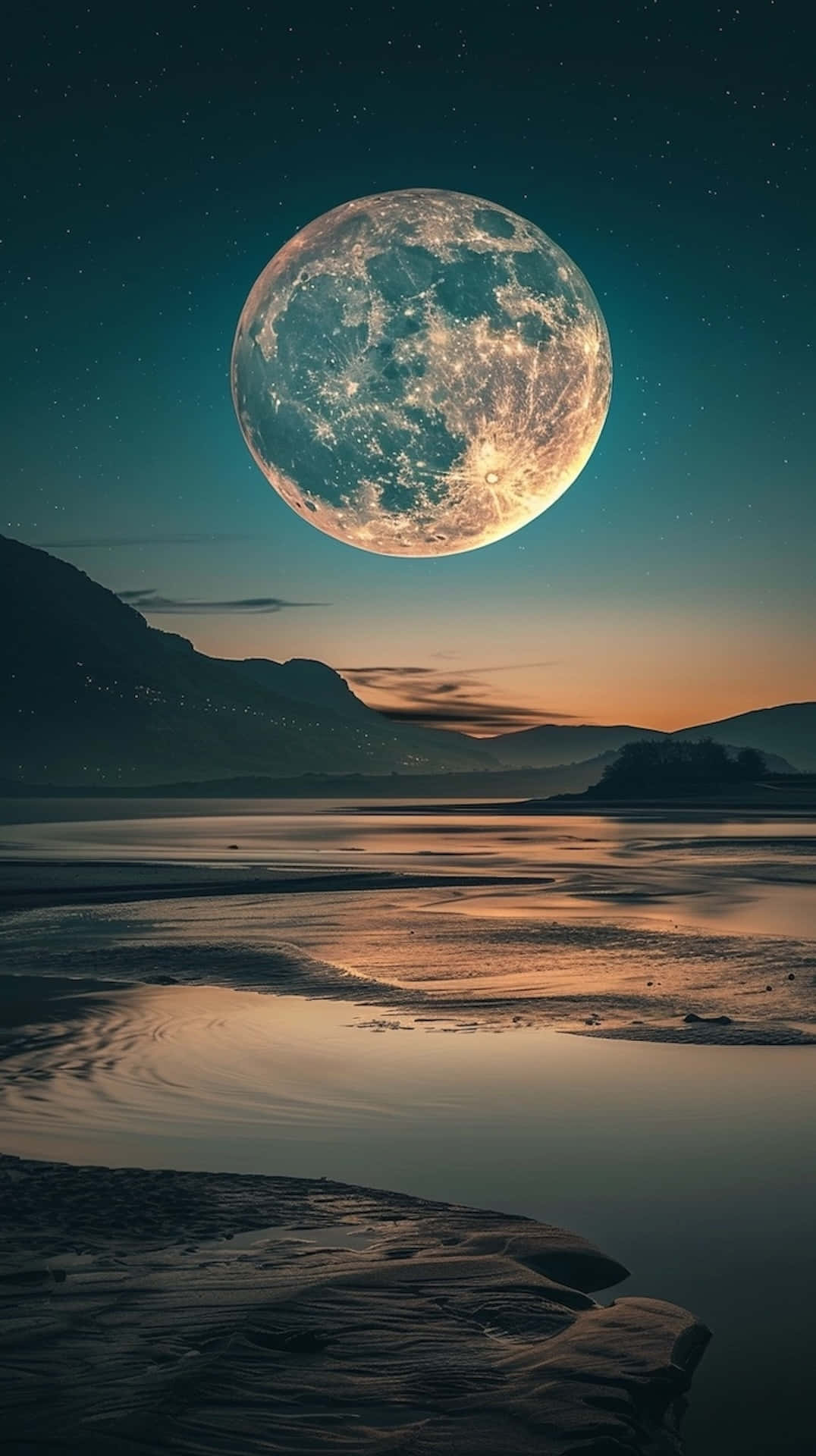 Majestic Moonrise Over Serene Landscape.jpg Wallpaper