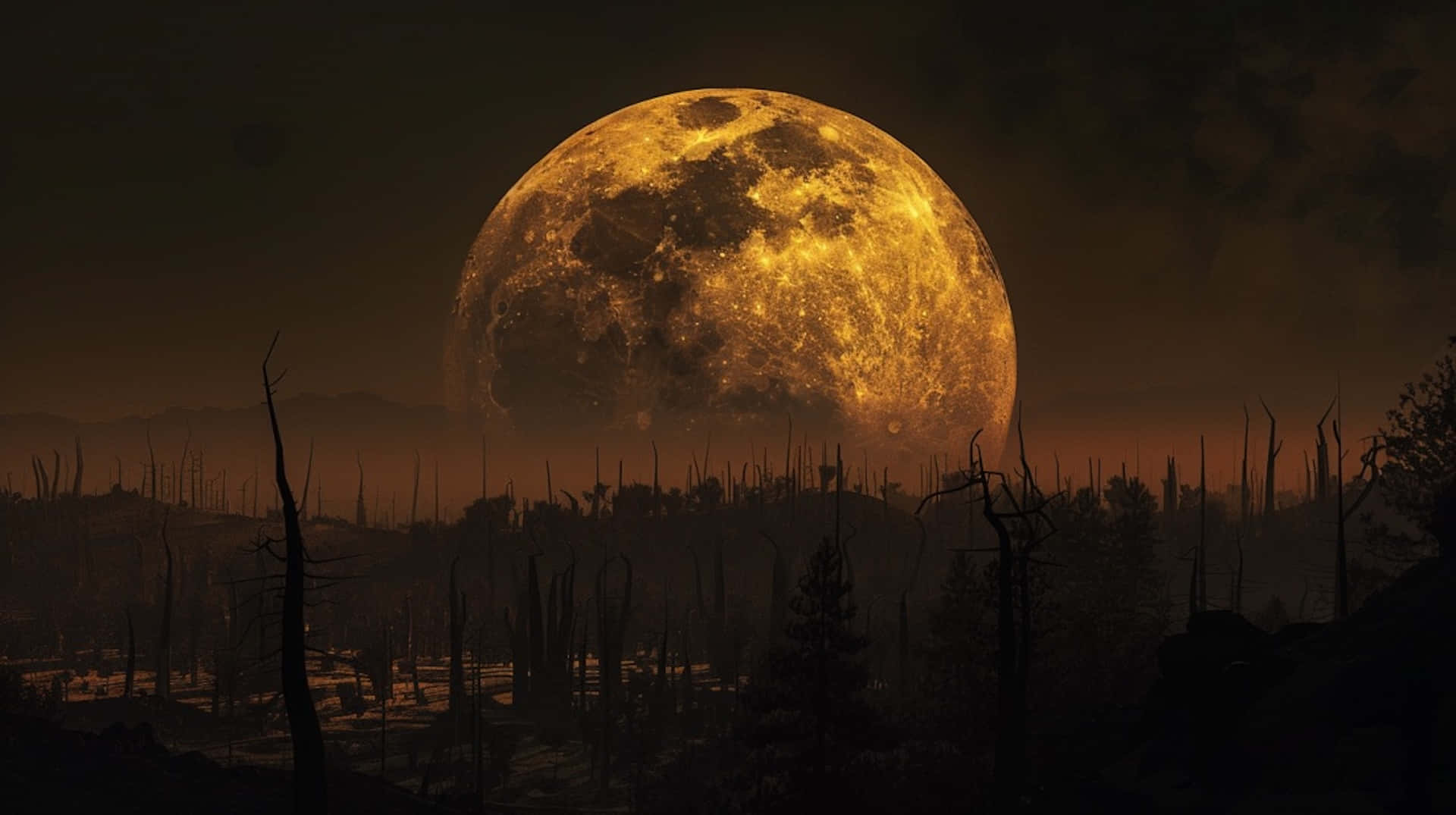 Majestic_ Moonset_ Over_ Burnt_ Forest Wallpaper