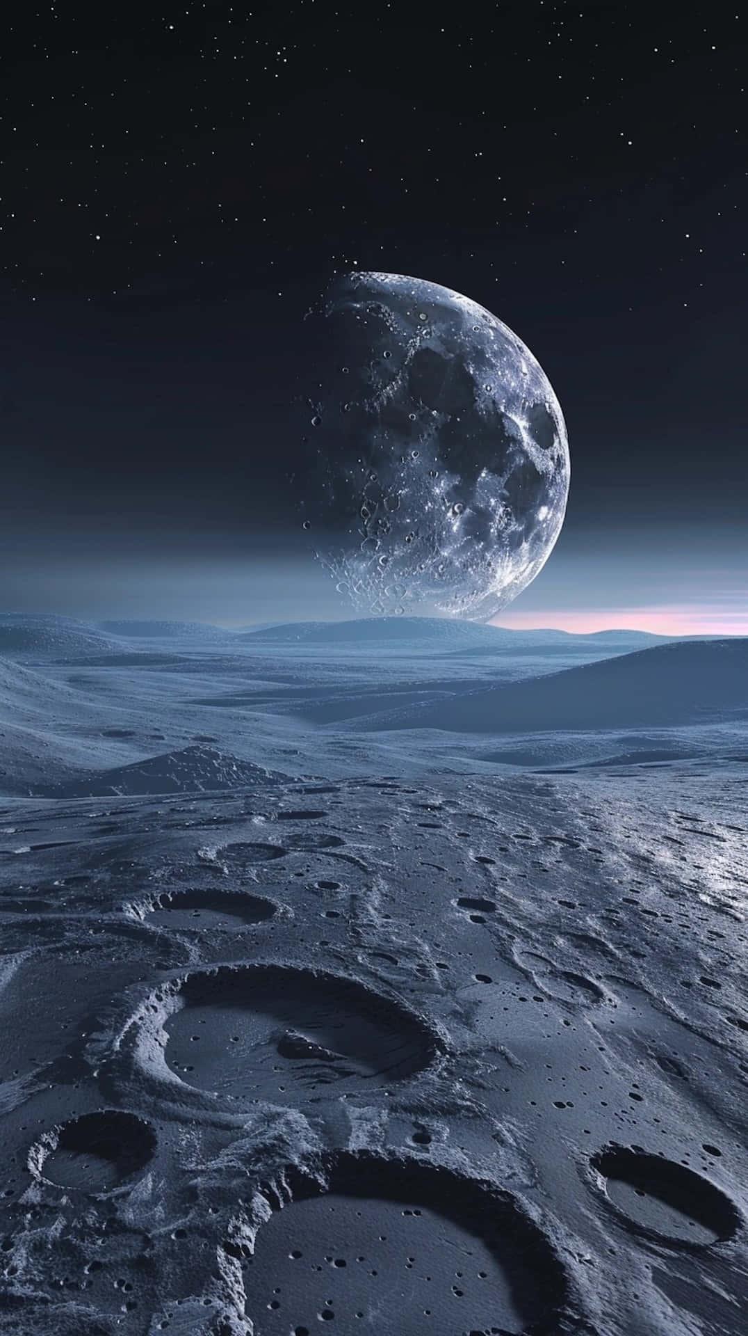 Majestic Moonset Over Lunar Landscape.jpg Wallpaper