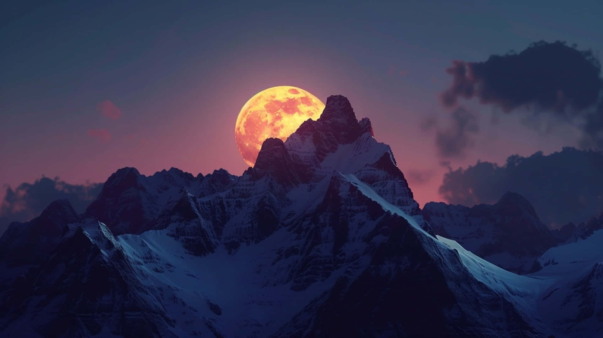 Majestic_ Moonset_ Over_ Mountain_ Peaks Wallpaper
