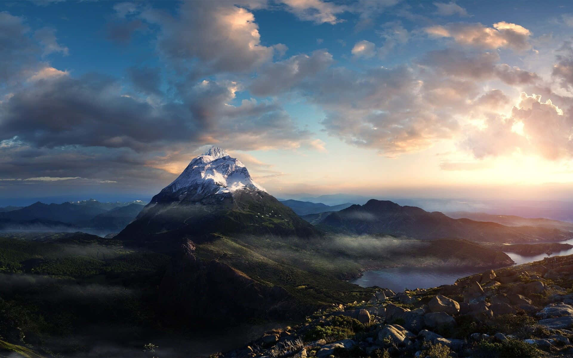 Majestic_ Mountain_ Sunrise Wallpaper