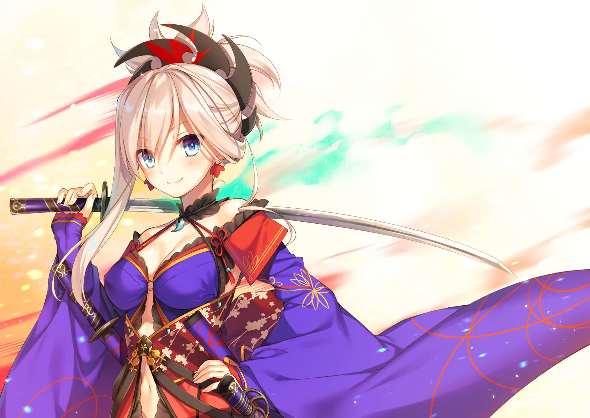 Majestic Musashi Miyamoto In Fgo Wallpaper