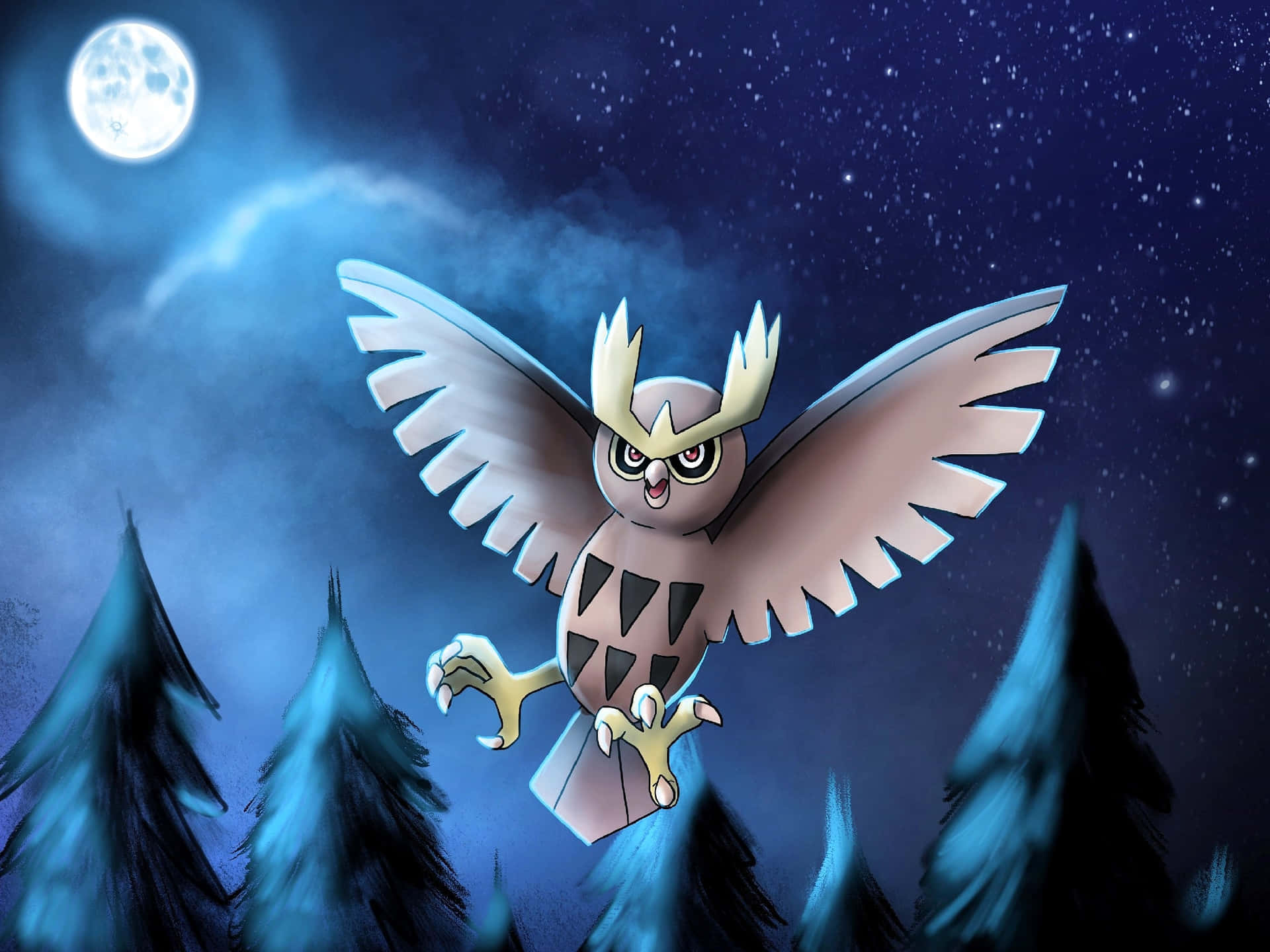 Majestic Noctowl In Moonlight Wallpaper