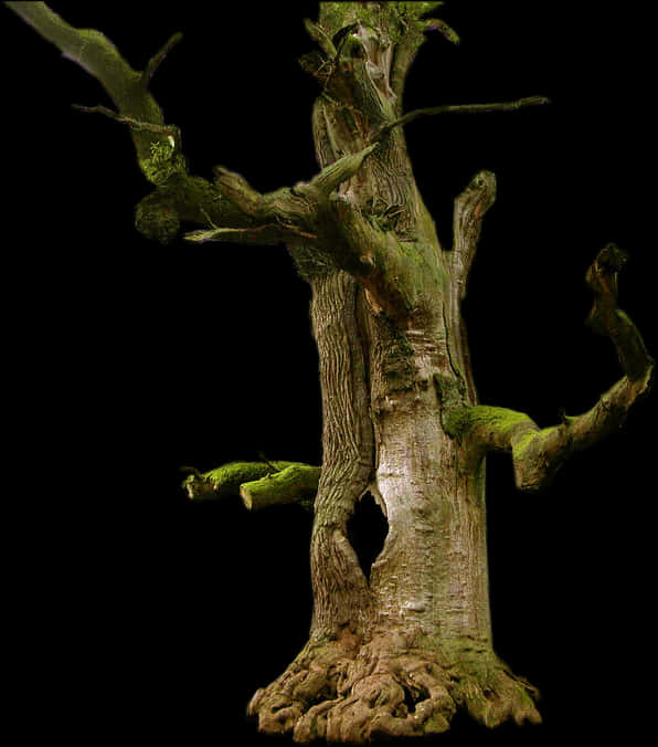 Majestic Old Tree Black Background PNG