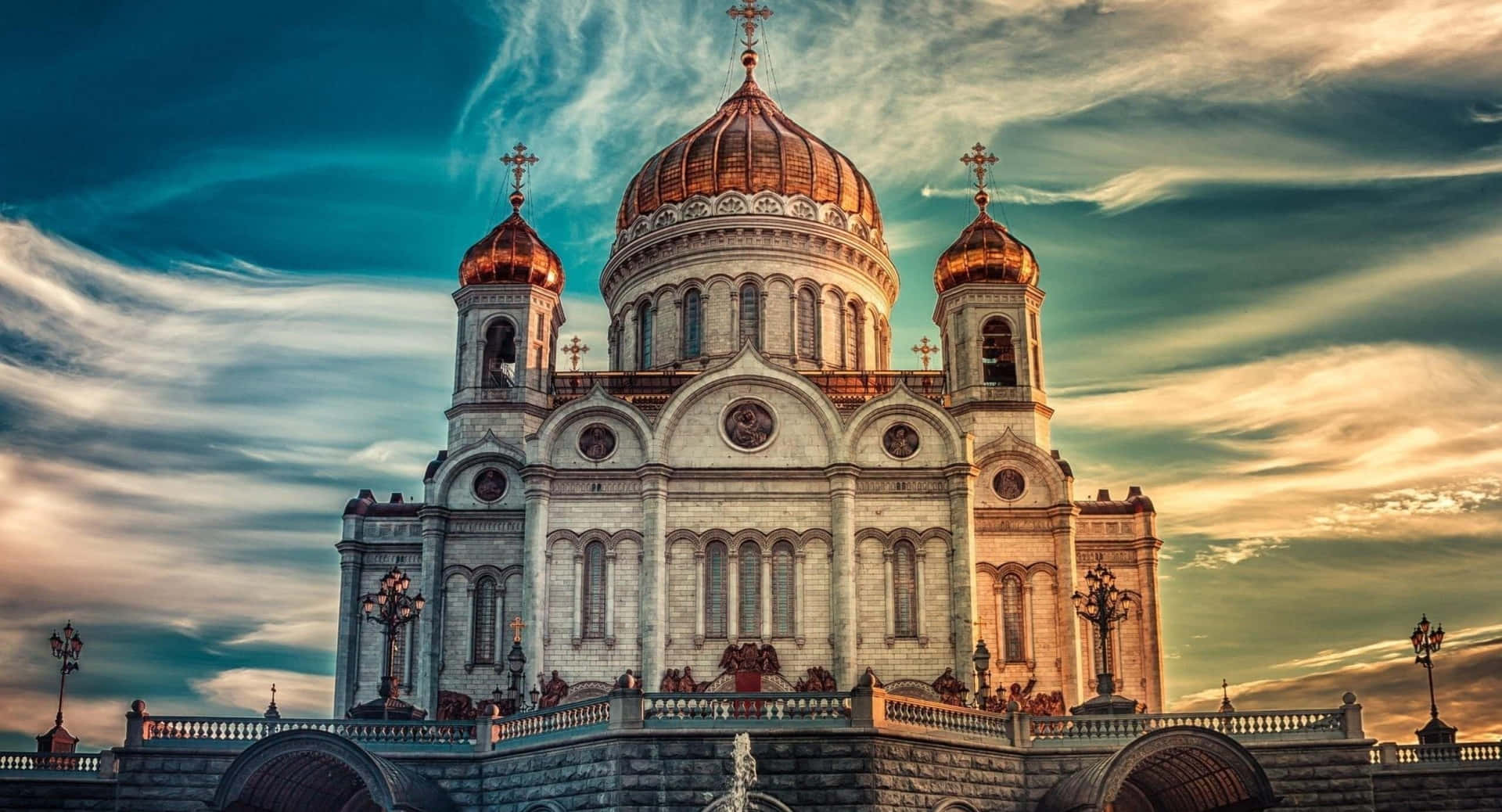 Majestic_ Orthodox_ Cathedral_ Sunset Wallpaper