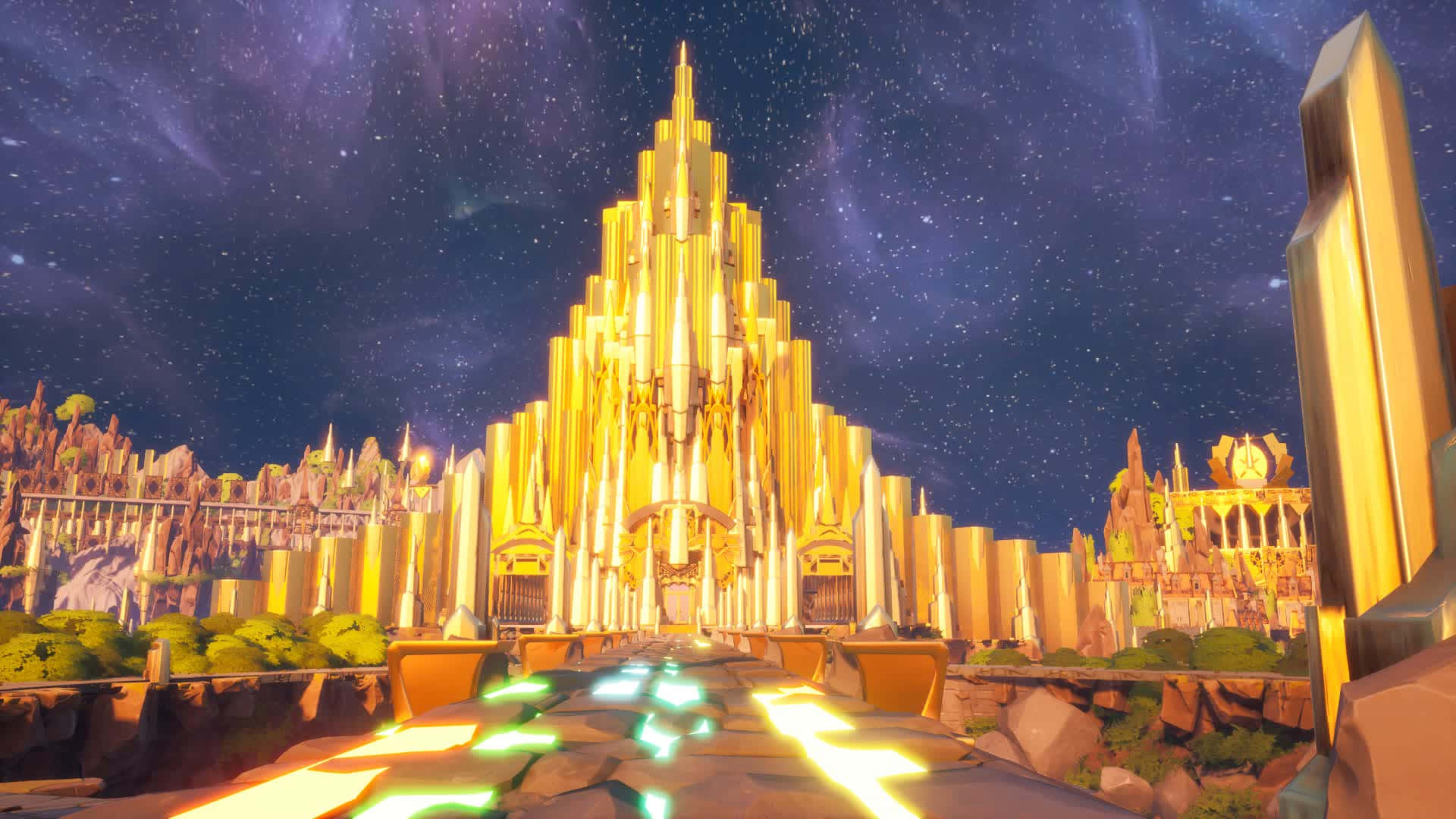 Majestic Overview Of Asgard City In Twilight Wallpaper