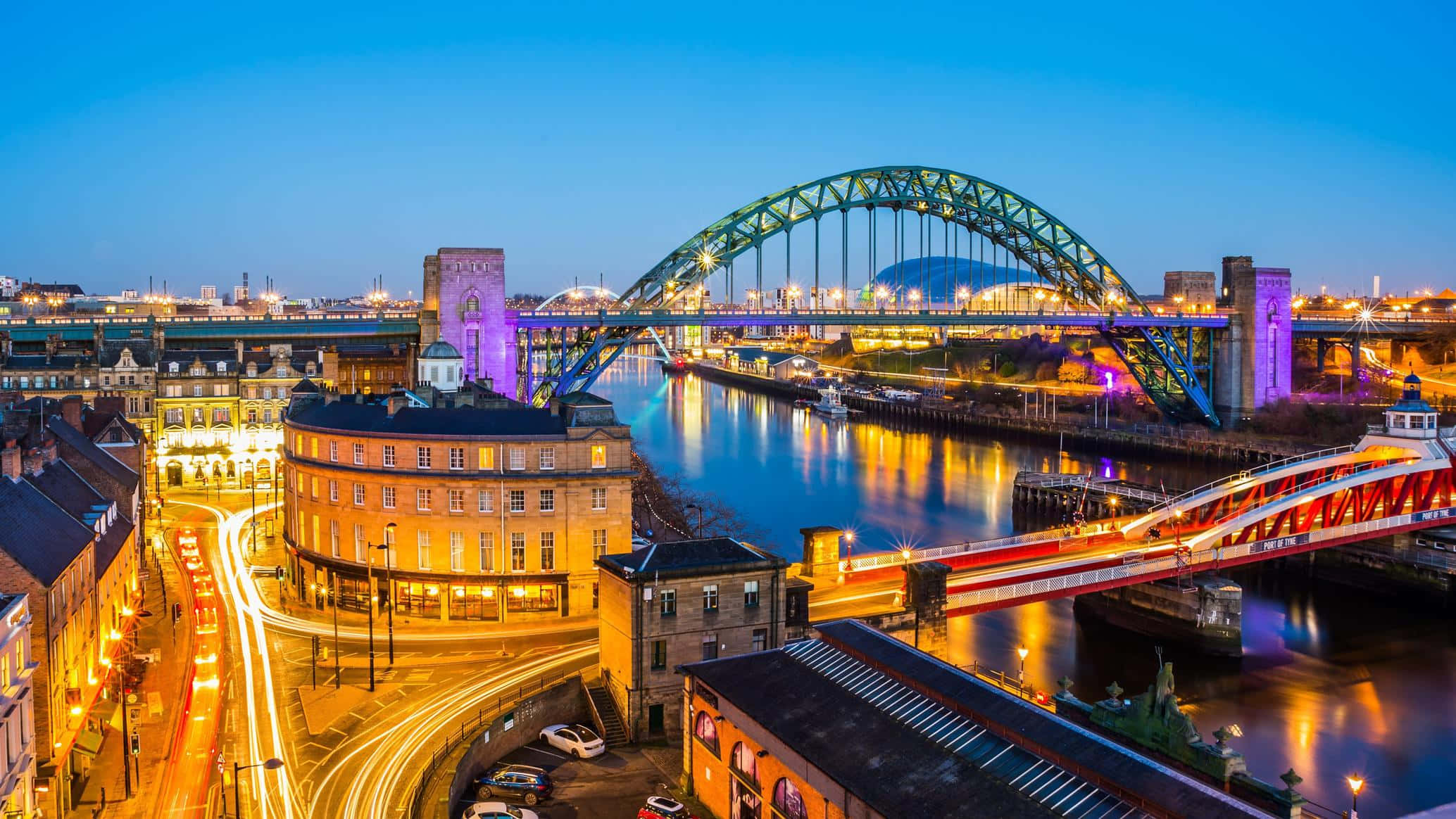 Majestic Panorama Of Newcastle Upon Tyne At Dusk Wallpaper
