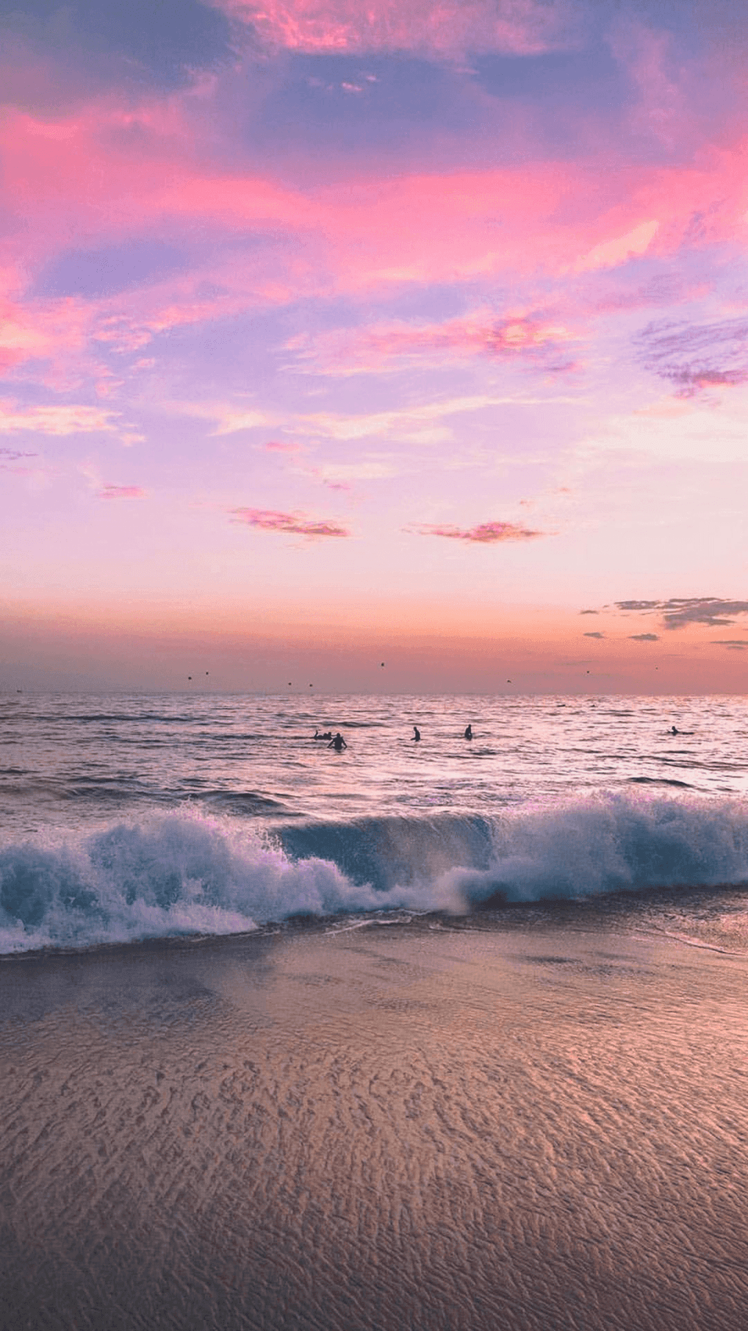 Majestic Pink Sunset Against Horizon