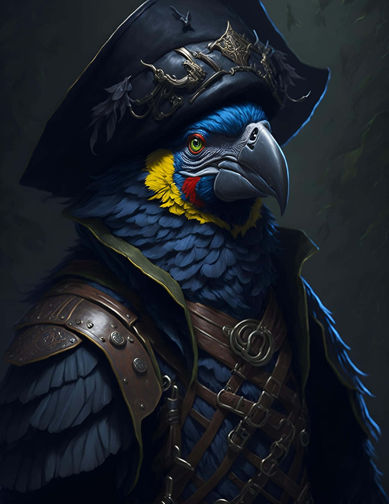 Portrait Majestueux De Perroquet Pirate Fond d'écran