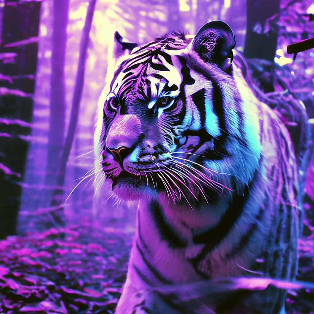 Majestic Purple Tigerin Forest Wallpaper