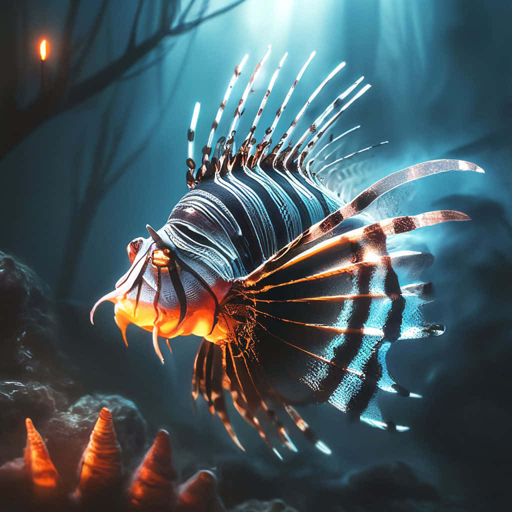 Majestic Red Lionfish Underwater Wallpaper