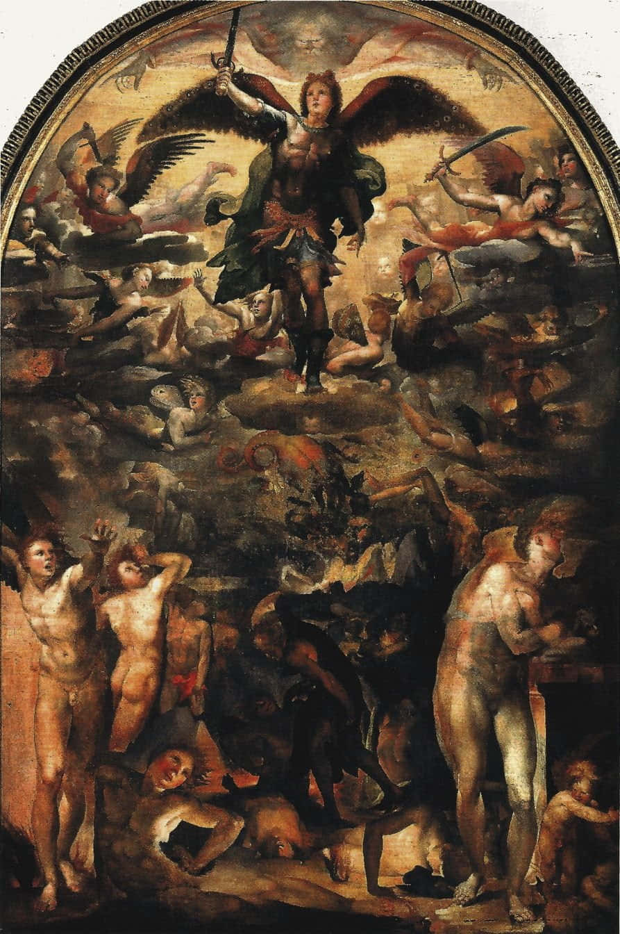 Majestic Saint Michael Overcoming Evil Wallpaper