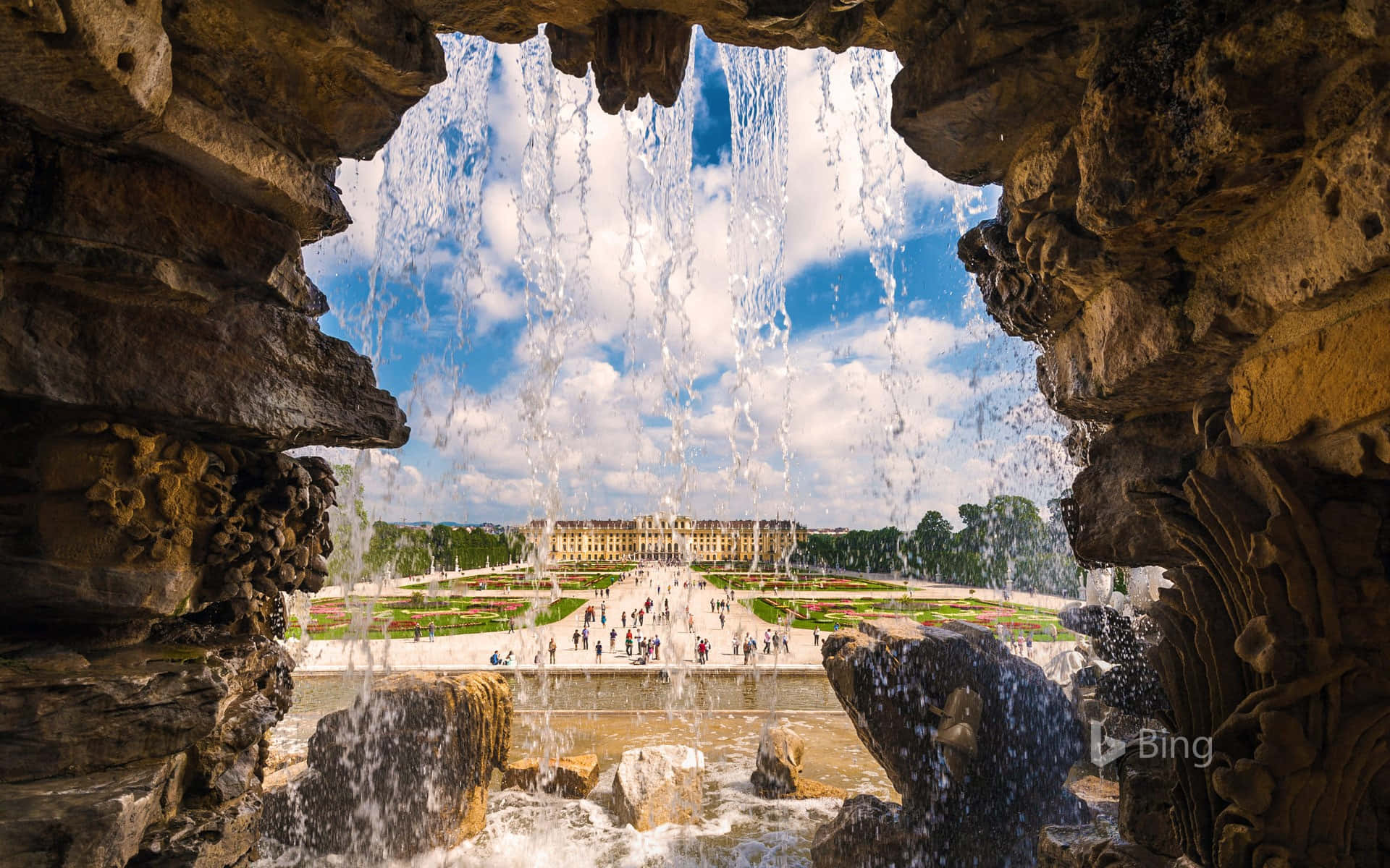 Majestic Schonbrunn Palace In Vienna Under Stunning Blue Sky Wallpaper