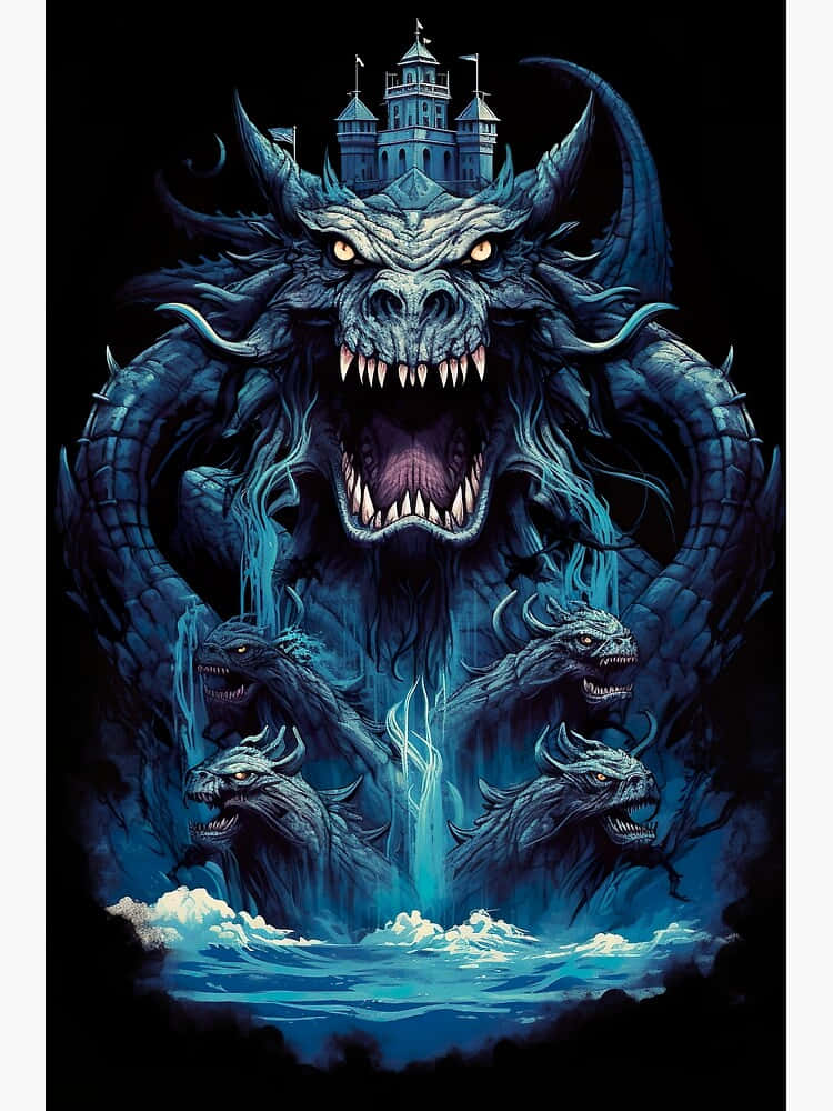 Majestic_ Sea_ Dragon_and_ Castle_ Artwork Wallpaper