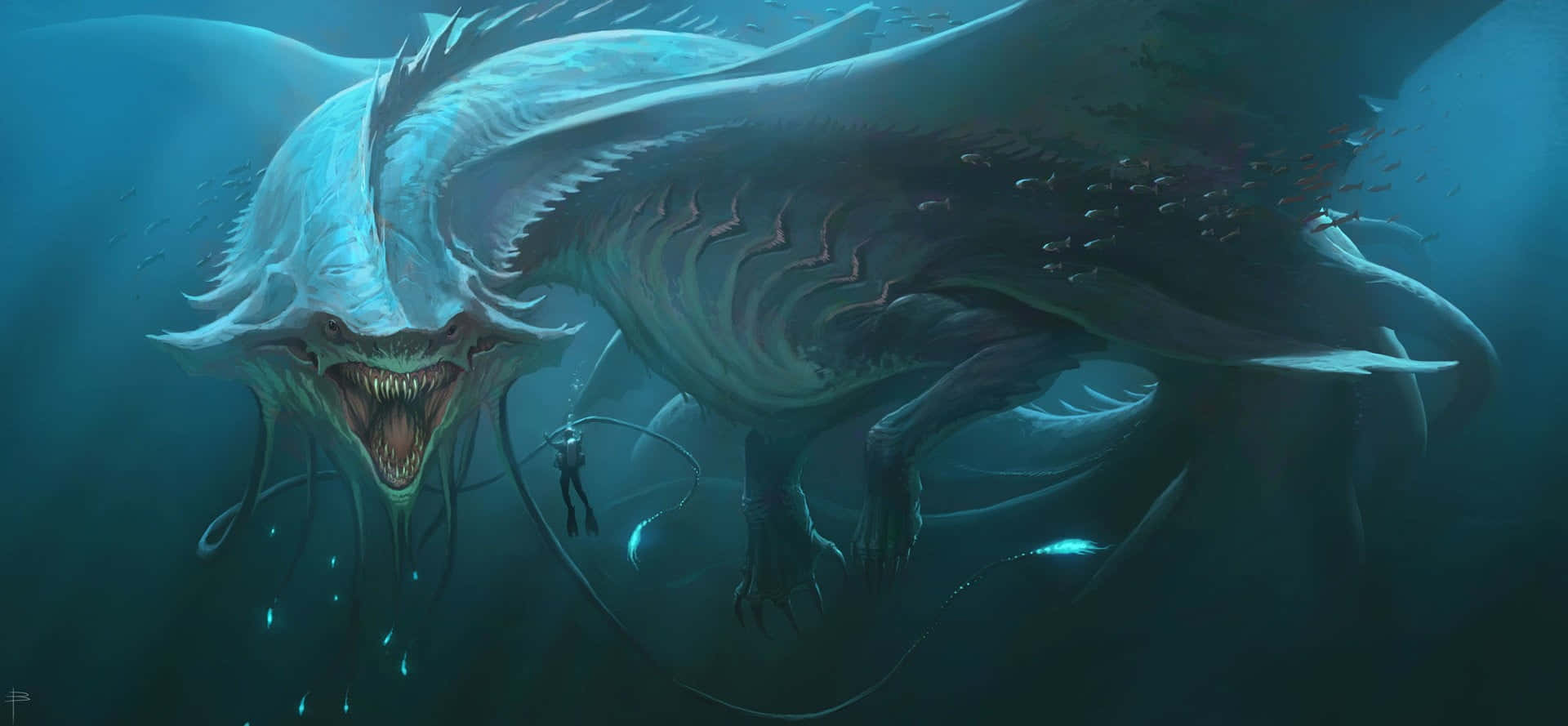 Majestic Sea Dragon Artwork Wallpaper