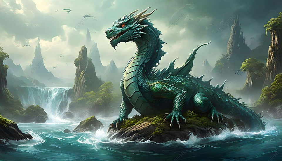 Majestic_ Sea_ Dragon_ Fantasy_ Artwork Wallpaper