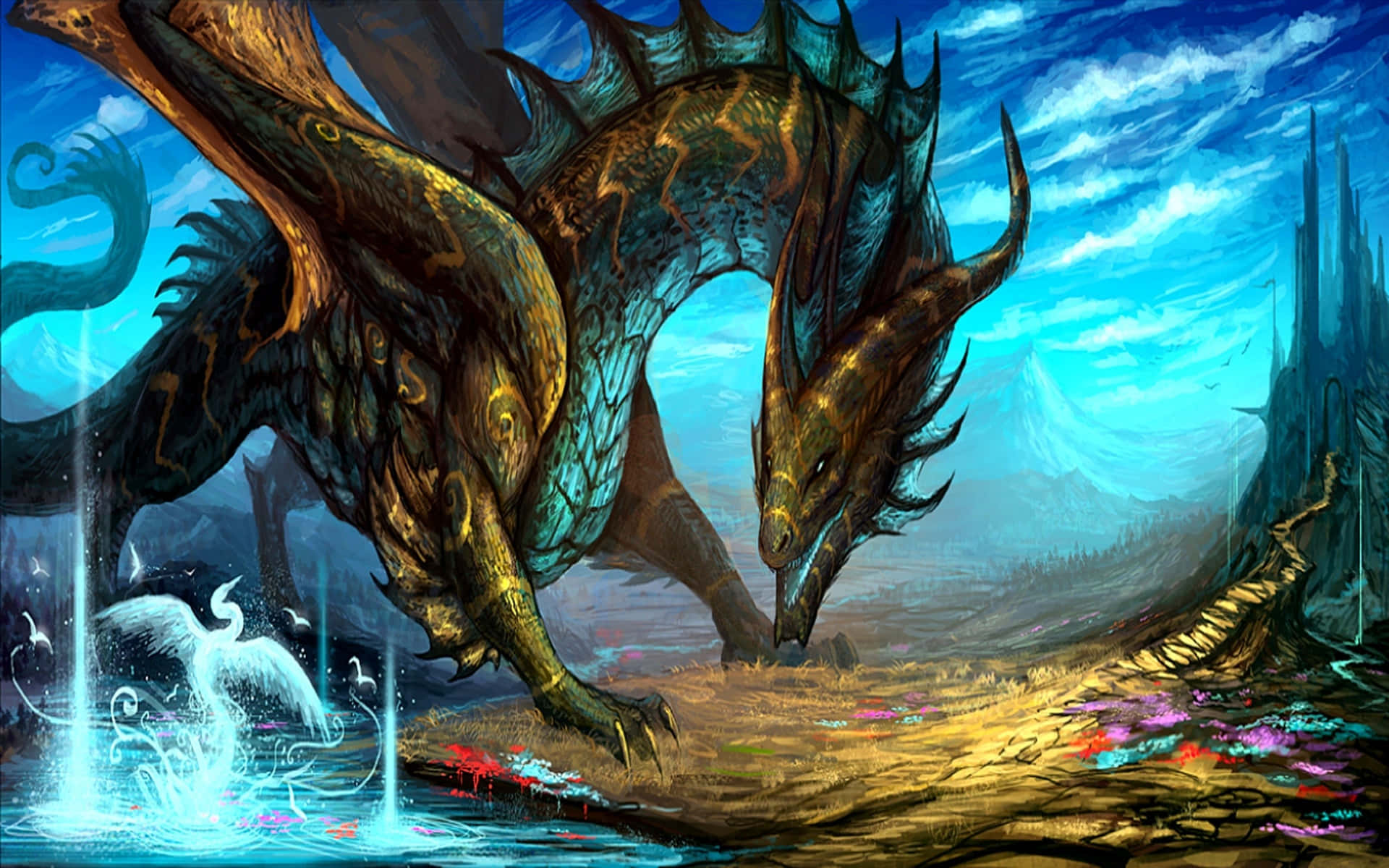 Majestic Sea Dragon Fantasy Artwork Wallpaper