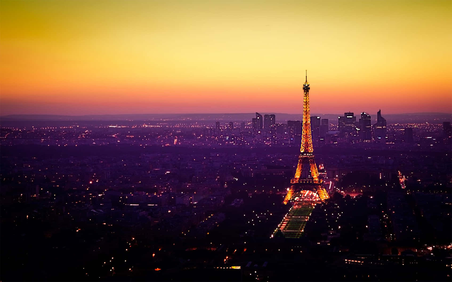 Majestic Shot Of Eiffel Tower At Sunset