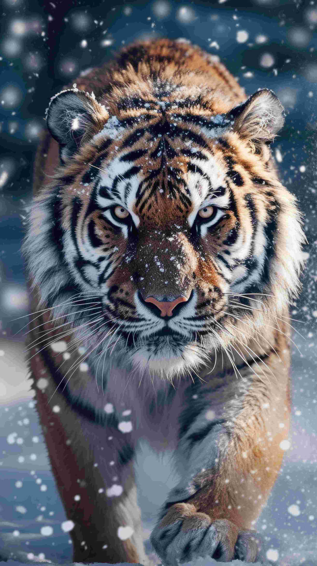 Majestic Siberian Tigerin Snowfall Wallpaper