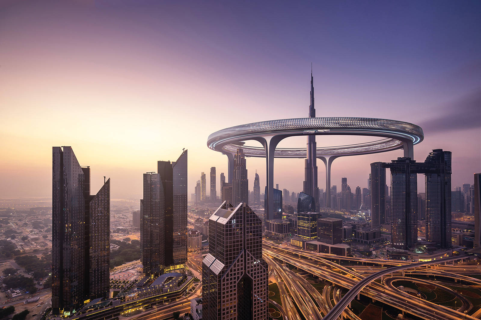 Magtfulde Skyline af Downtown Dubai Wallpaper