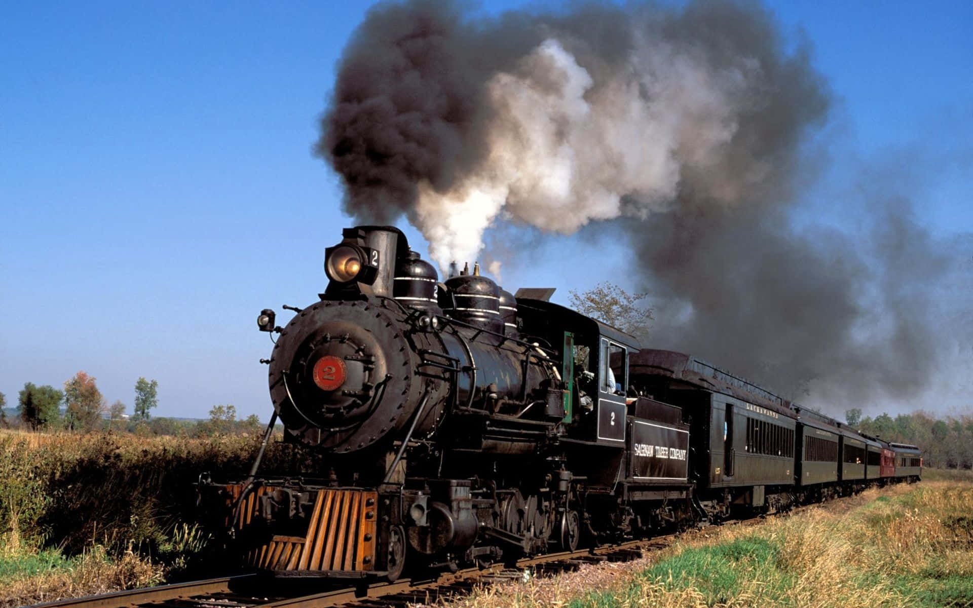 Majestic Steam Engine Moving On Tracks