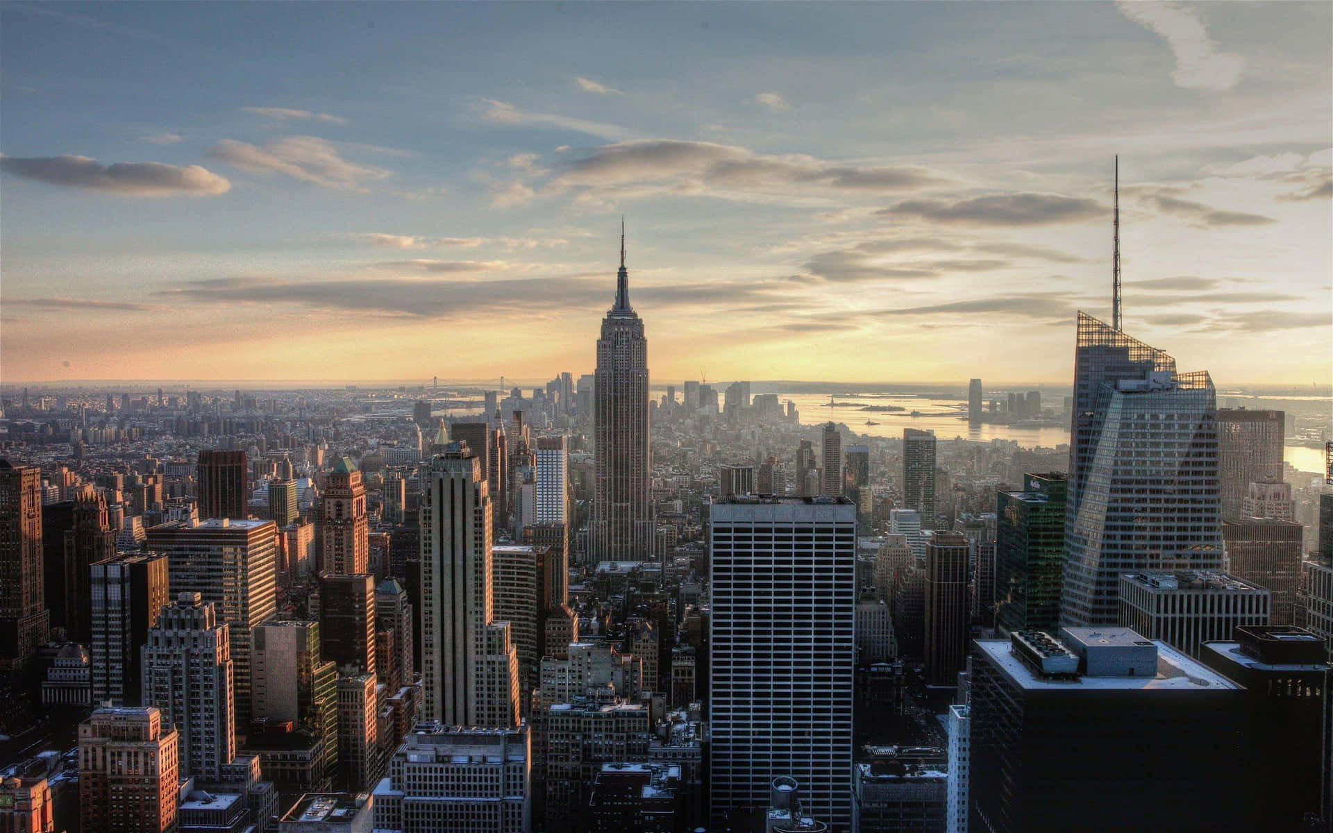 "majestic Sunrise Over Iconic New York City Skyline"