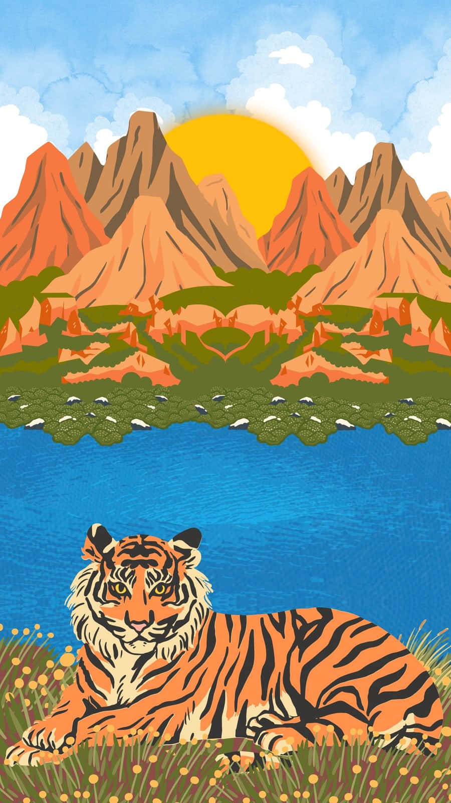 Majestic Tiger Mountain Landscape Wallpaper