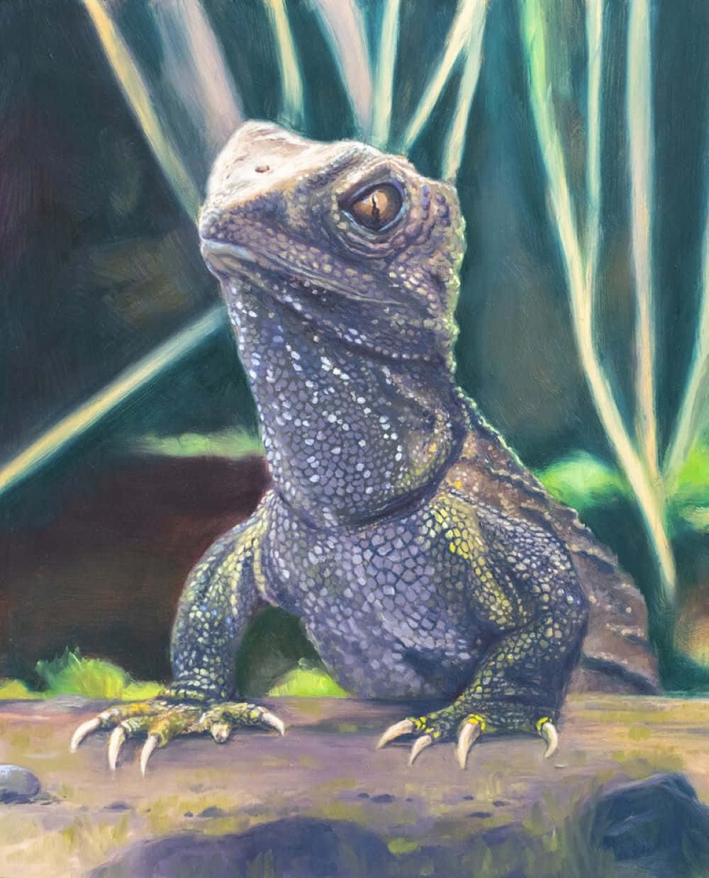 Majestueuze Tuatara Reptiel Portret Achtergrond