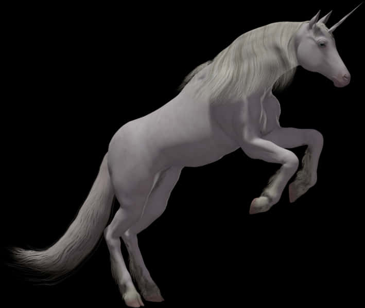 Majestic Unicorn Rearing In Darkness PNG