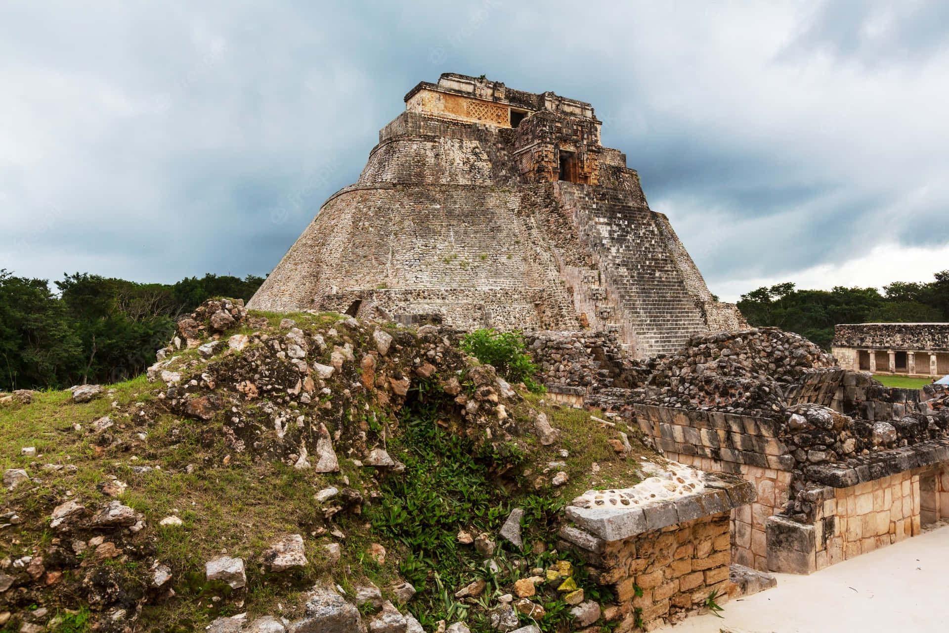 Majestic View Of Ancient Uxmal Ruins Wallpaper