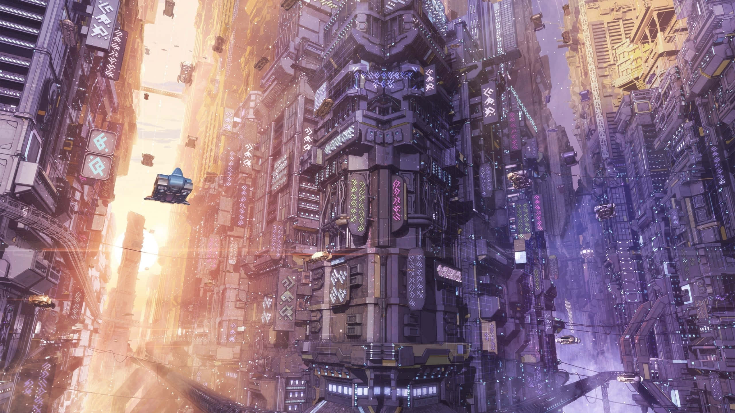 Majestic View Of Futuristic Space City Wallpaper