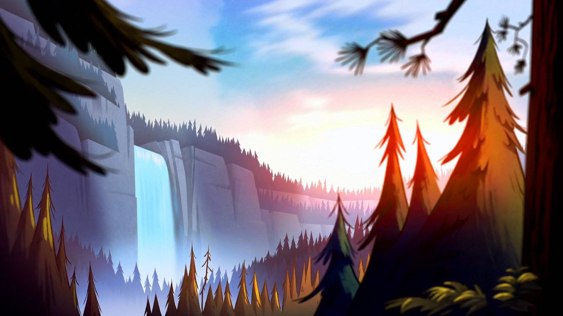 Relax and Unwind in the Majestic Views of Gravity Falls Wallpaper