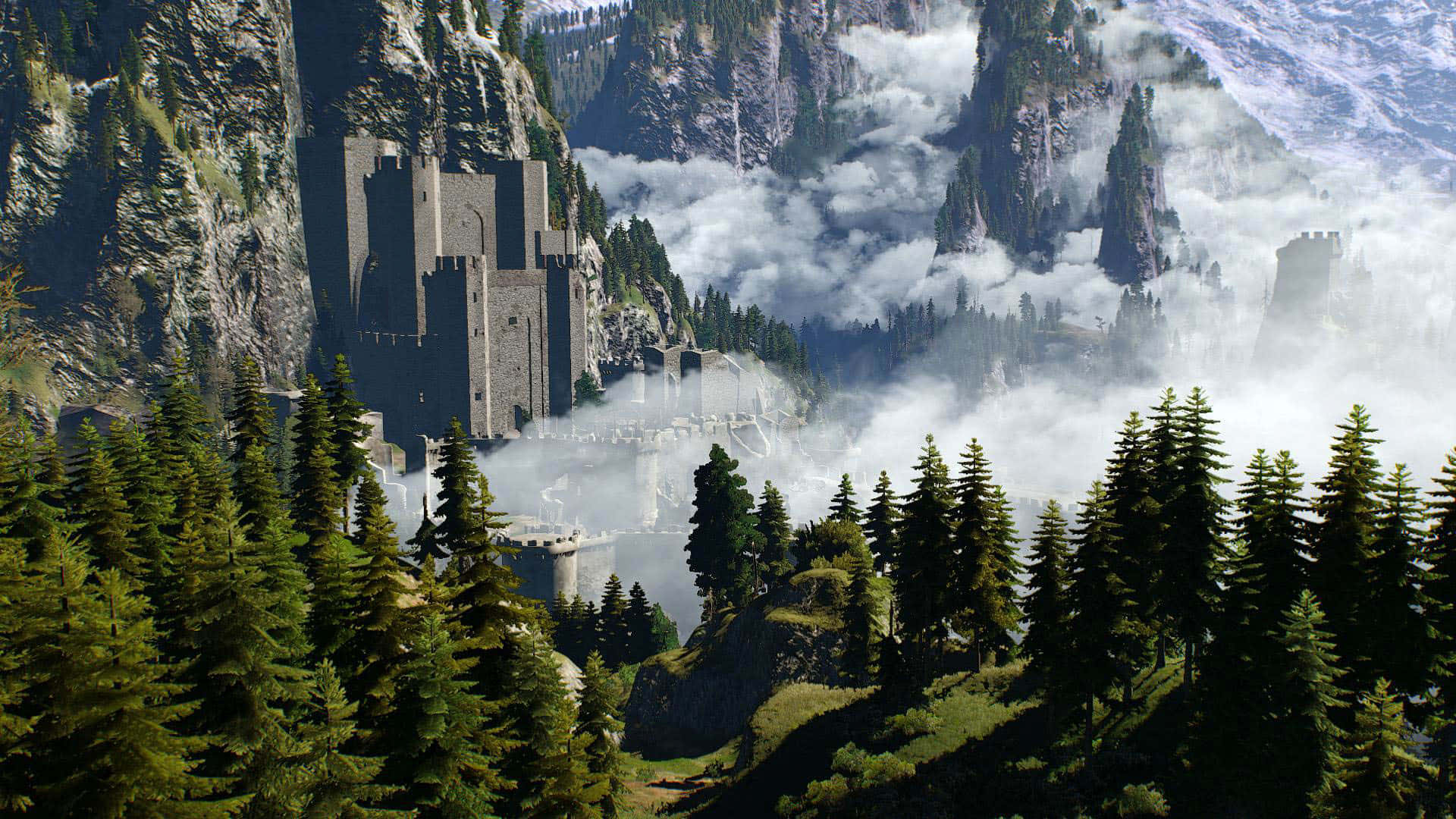 Majestic View Of Kaer Morhen In The Witcher Series Wallpaper
