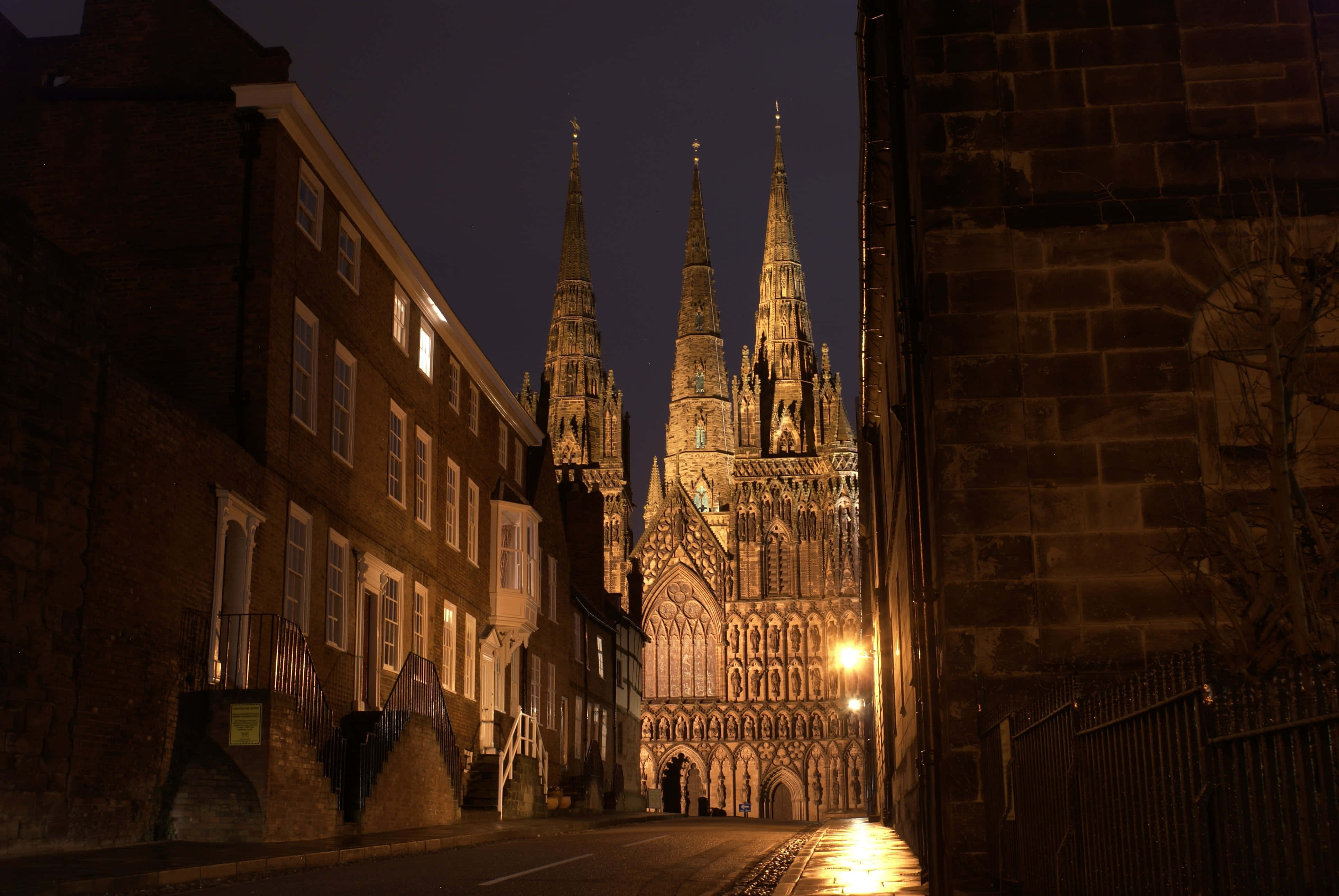 Majestic View Of Lichfield Cathedral Wallpaper