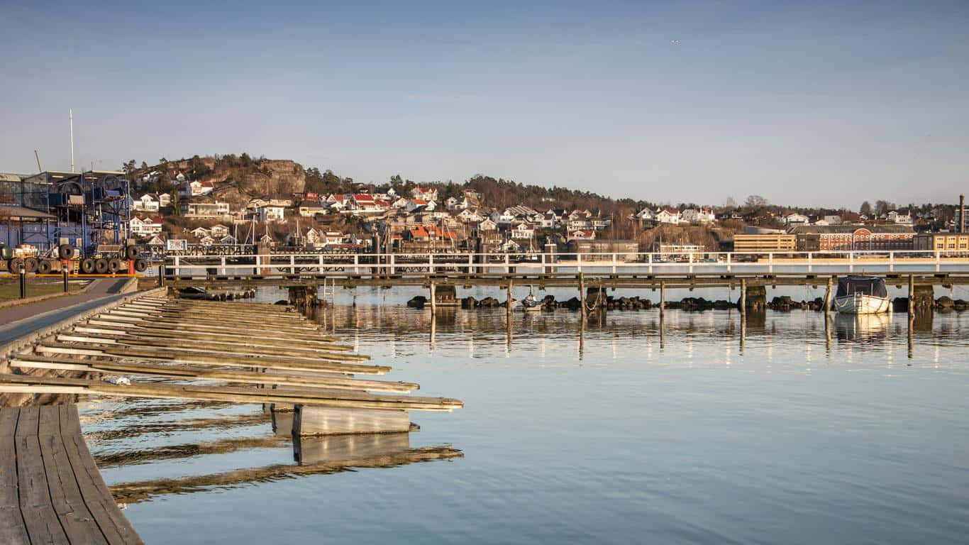 Majestetisk Utsikt Over Sandefjord Vannfront, Norge Bakgrunnsbildet