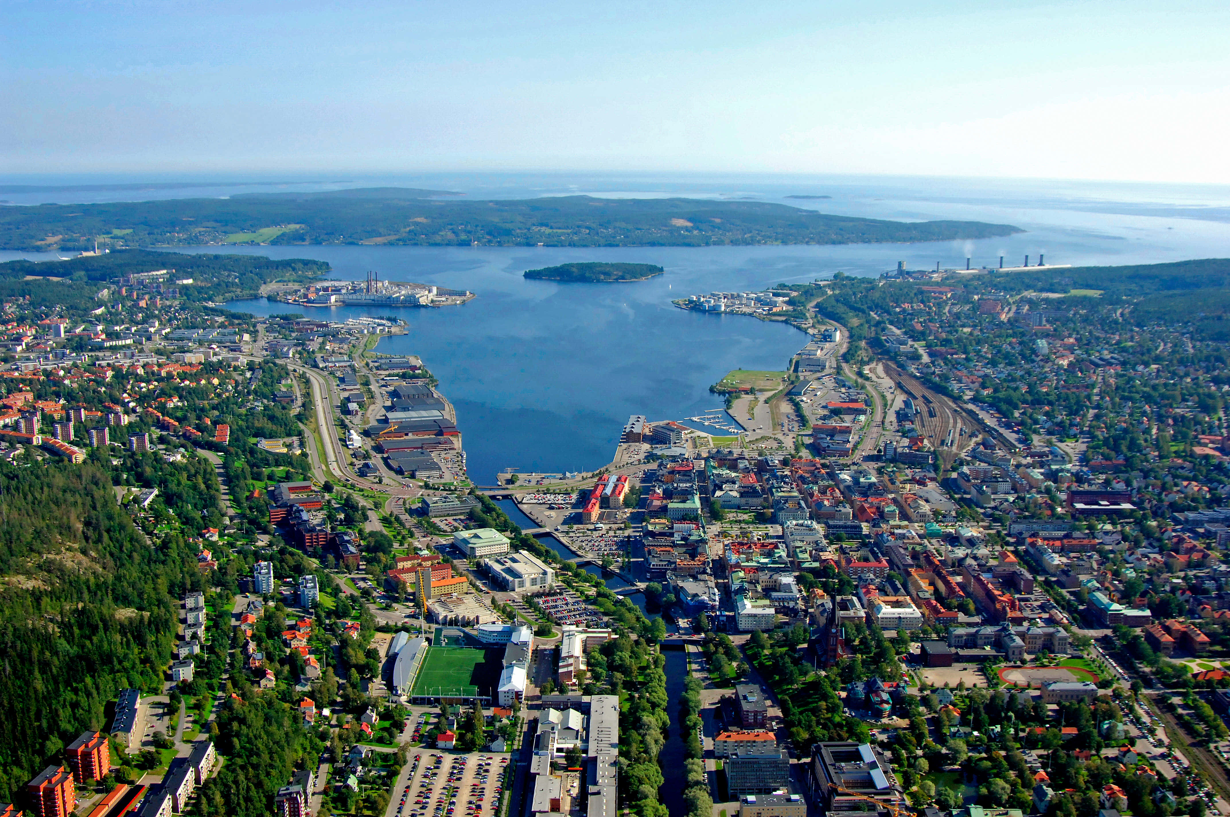 Majestueus Uitzicht Op Sundsvall Stad Achtergrond