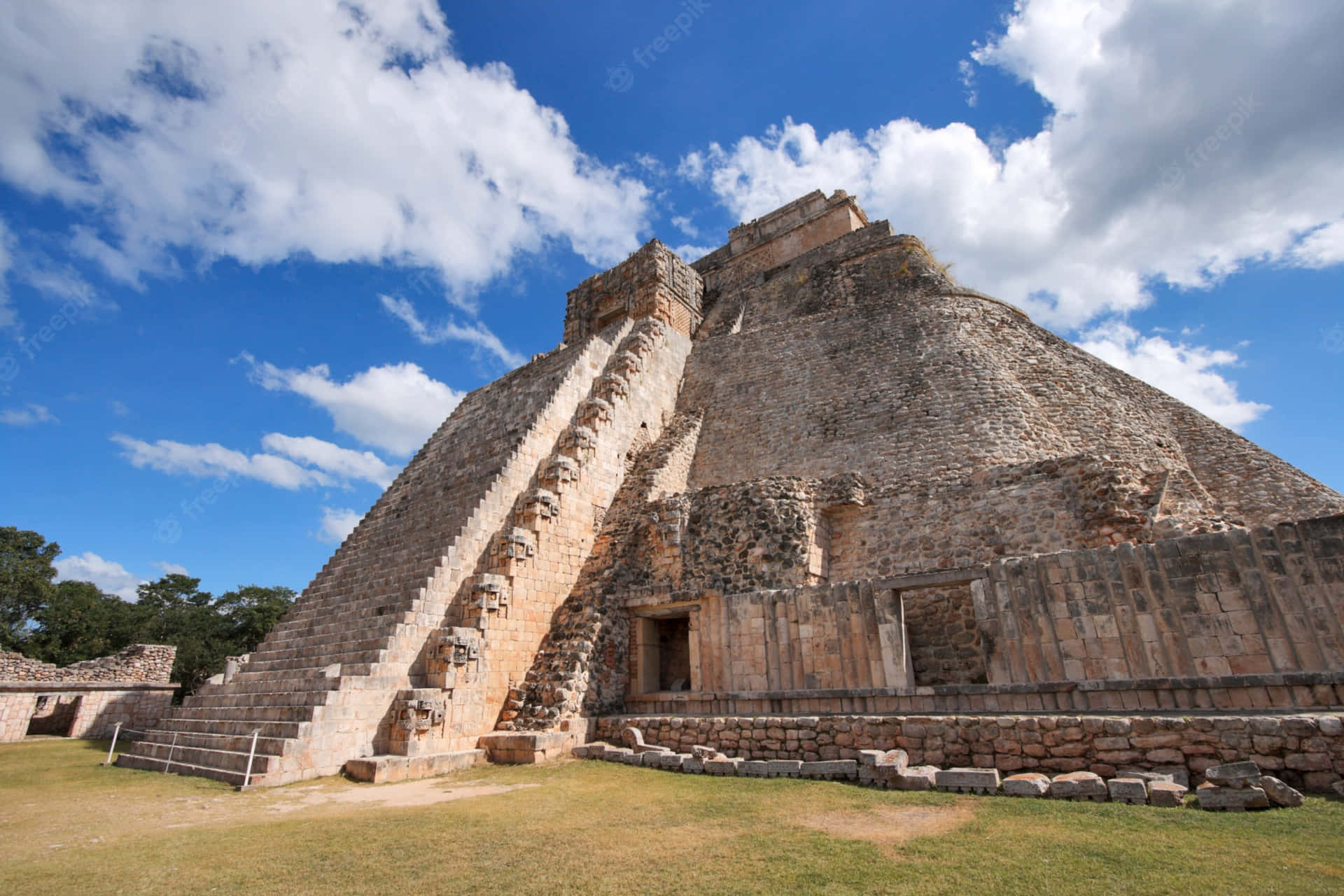 Majestic View Of The Ancient Uxmal Archaeological Site In Yucatan Wallpaper