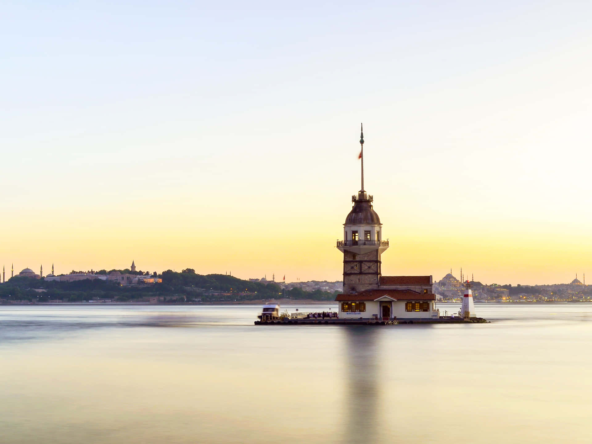 Majestic View Of The Historic Maiden Tower At Sunset Wallpaper