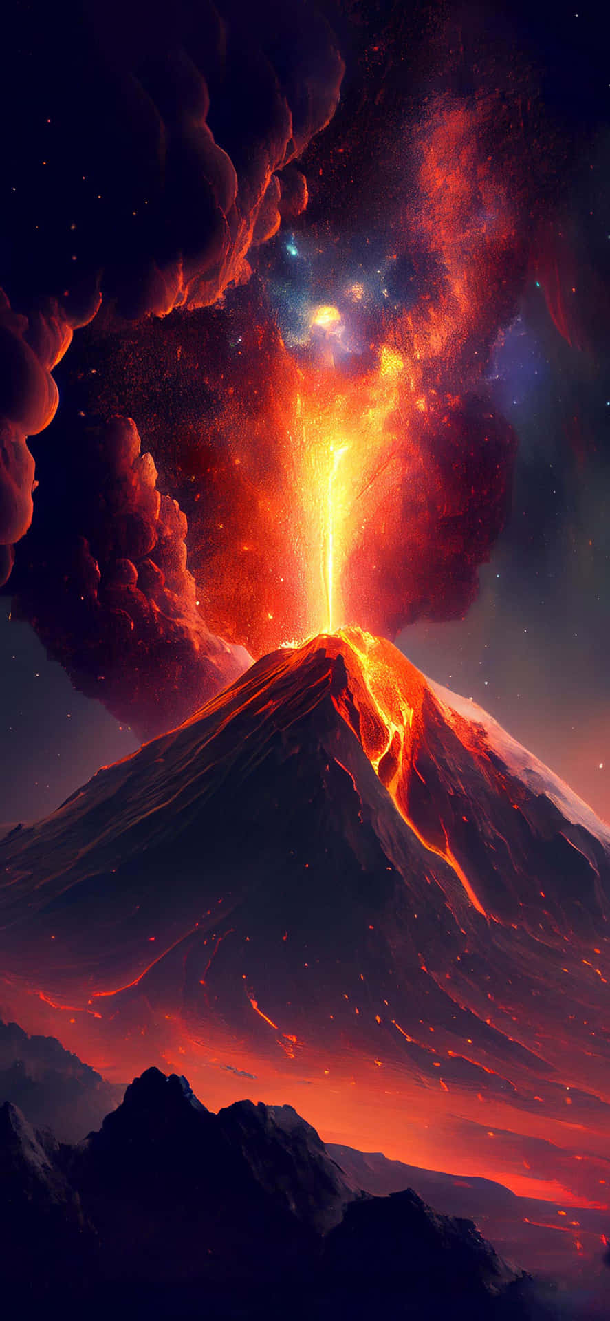 Majestic Volcano Eruption Against Twilight Sky