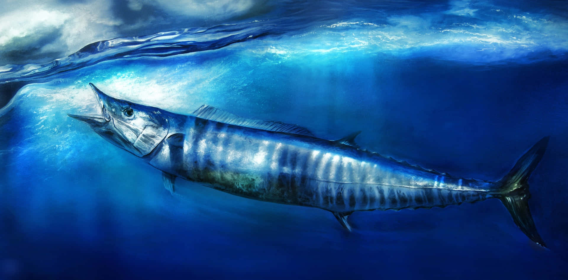Majestic Wahoo Fish Swimming In Crystal Clear Waters Wallpaper