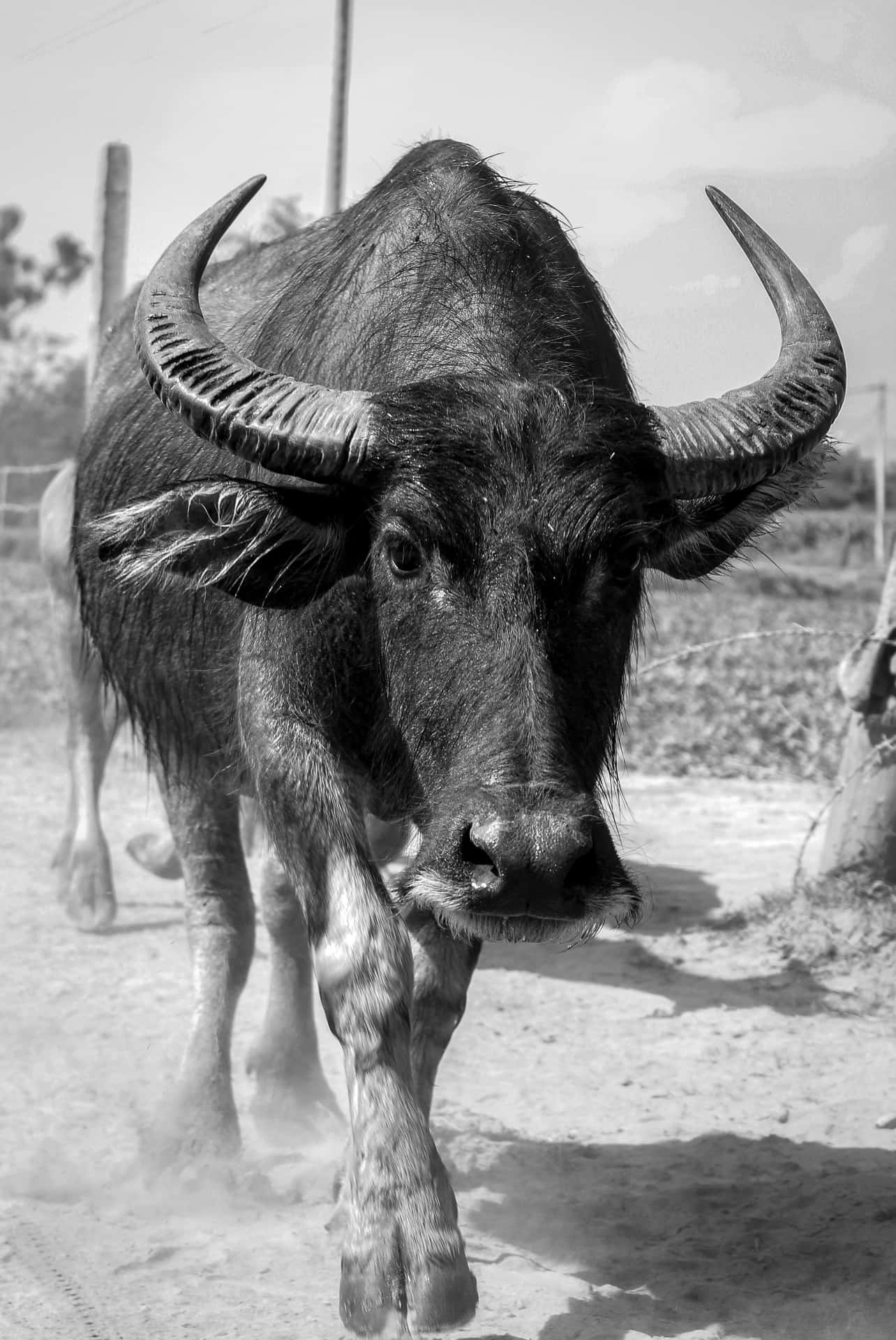 Majestueuze Waterbuffel Portret Achtergrond