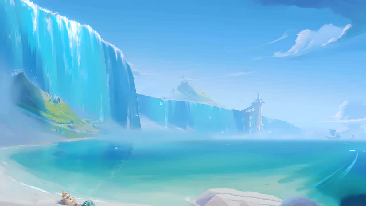 Majestic Waterfall Fantasy Landscape Wallpaper