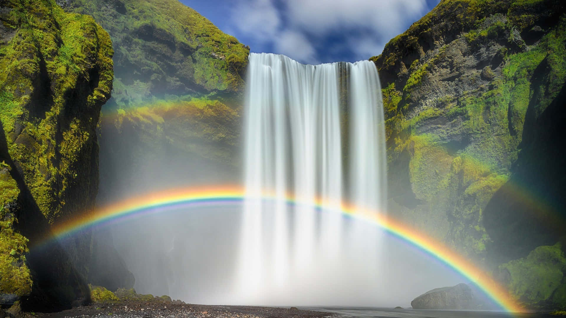 Majestic_ Waterfall_ Rainbow Wallpaper