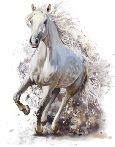 Majestic White Horse Galloping PNG