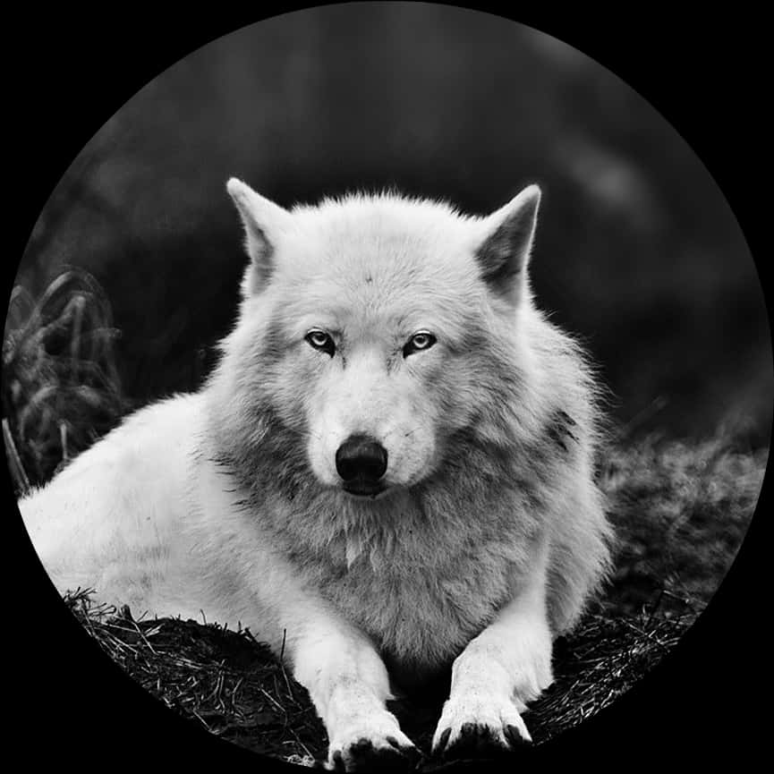 Majestic White Wolf Portrait PNG