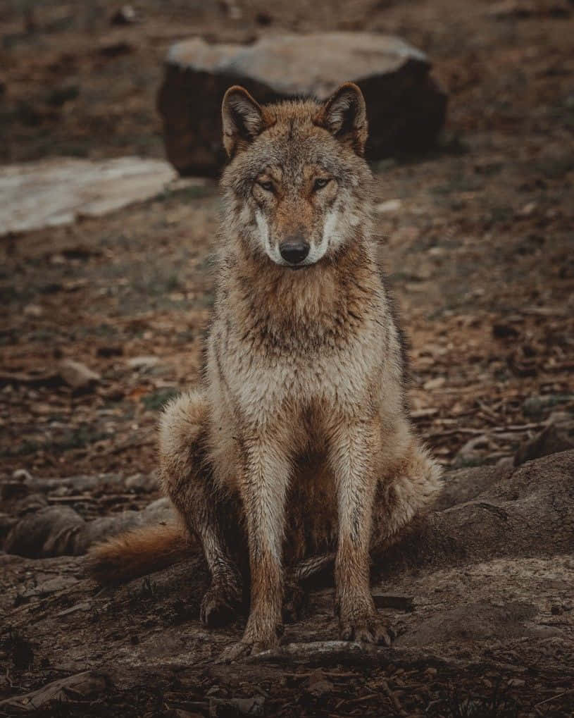 Majestic Wolf Sitting Outdoors.jpg Wallpaper