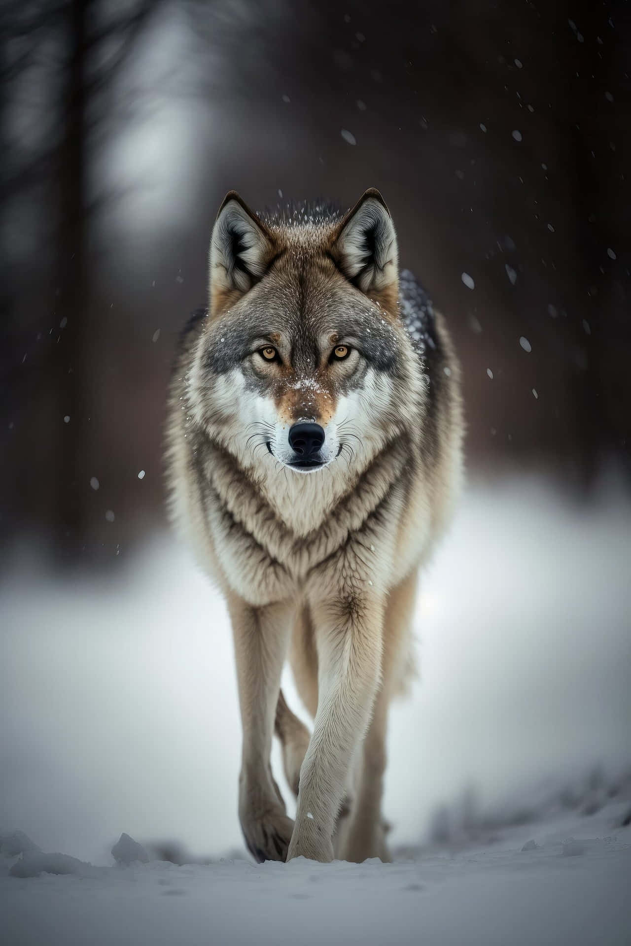 Majestic Wolfin Snowfall.jpg Wallpaper